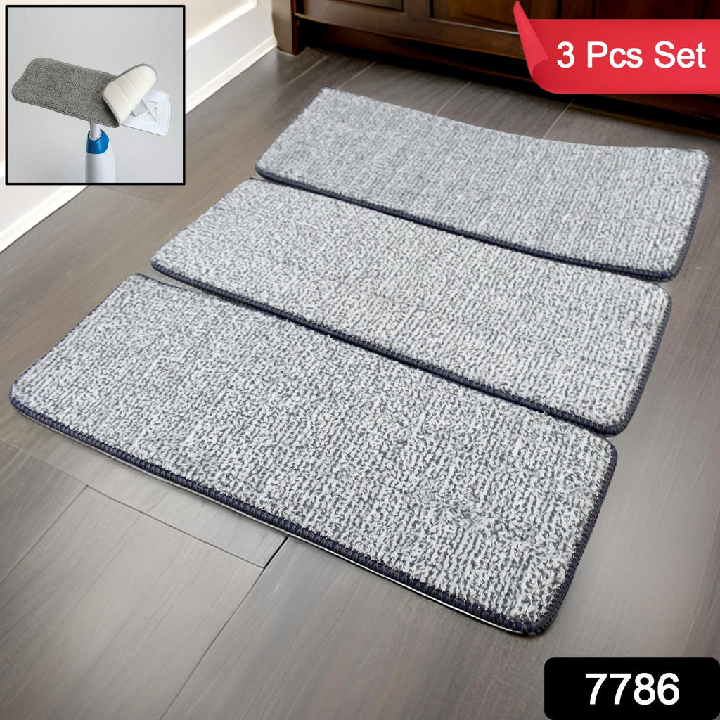 Microfiber Flat Mop Refill Pad For Dry and Wet Cleaning of All Smooth (3 Pc Set)