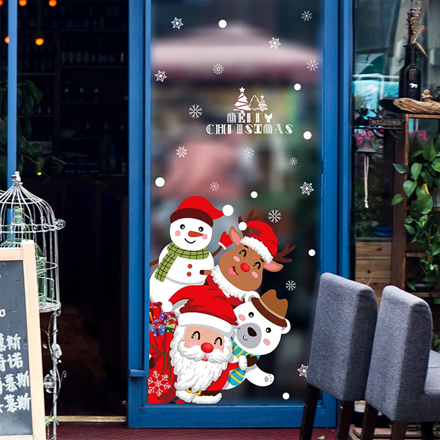 Christmas Theme Glass & Wall Sticker 90x60 cm – (1 Pc)